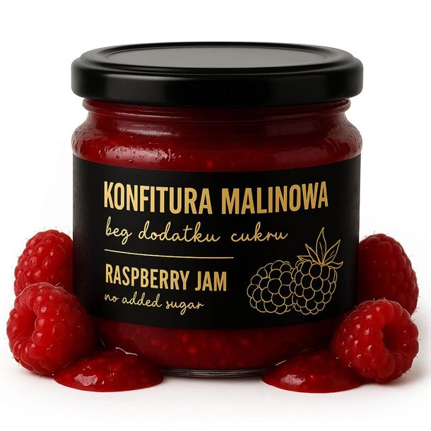 Konfitura malinowa bez cukru z malin 190 g naturalna intensywna premium