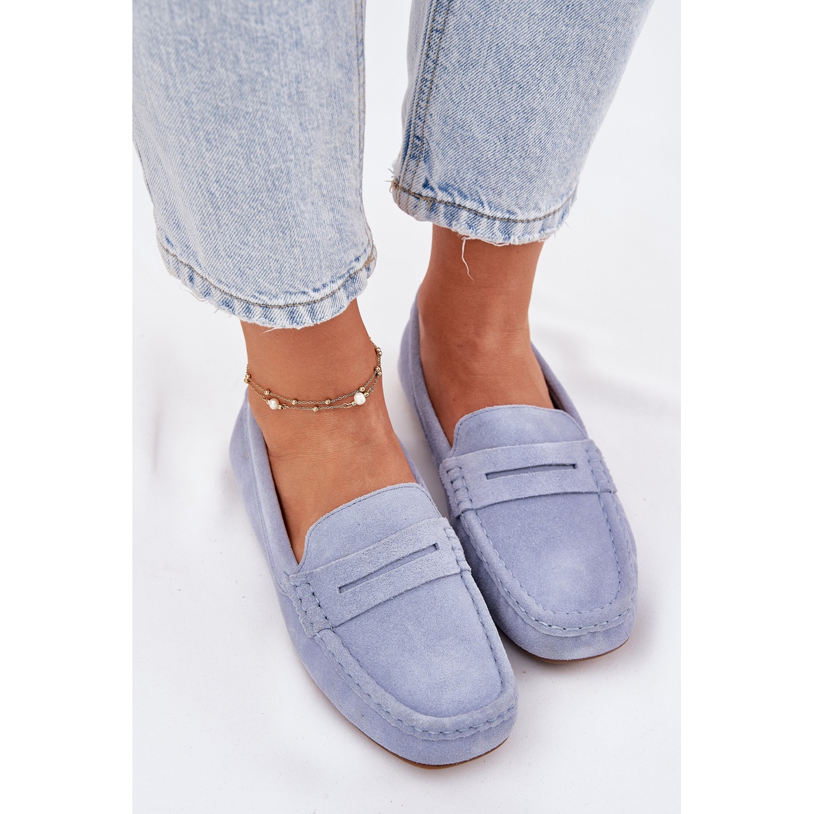 Zamszowe Mokasyny Damskie Big Star RR274943 Niebieskie