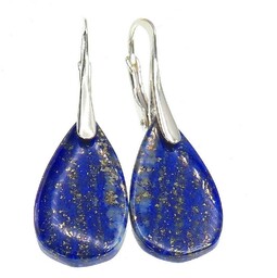 Naturalny Lapis Lazuli Wyjątkowe Kolczyki Srebro Unikat