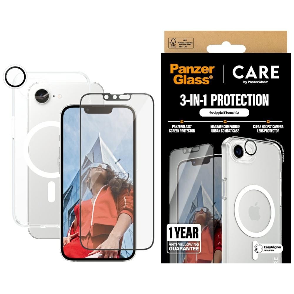 Zestaw ochronny CARE by PanzerGlass Flagship 3w1 Etui+Szkło+Lens do iPhone 16e