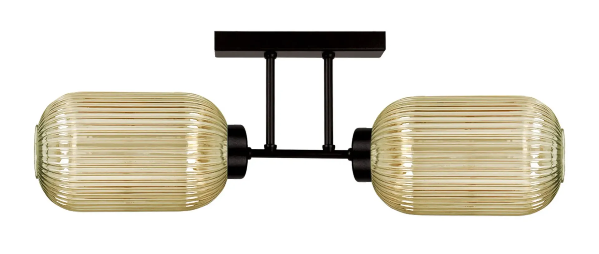 Sufitowa lampa z dwoma szklanymi kloszami beżowa H3-T83