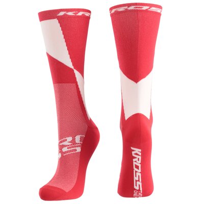 Skarpetki rowerowe KROSS Pro Hi ( S) Czerwono-biały