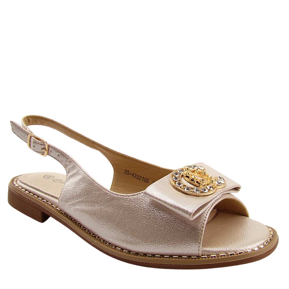 Potocki 43321 sandały damskie na płaskiej podeszwie złote