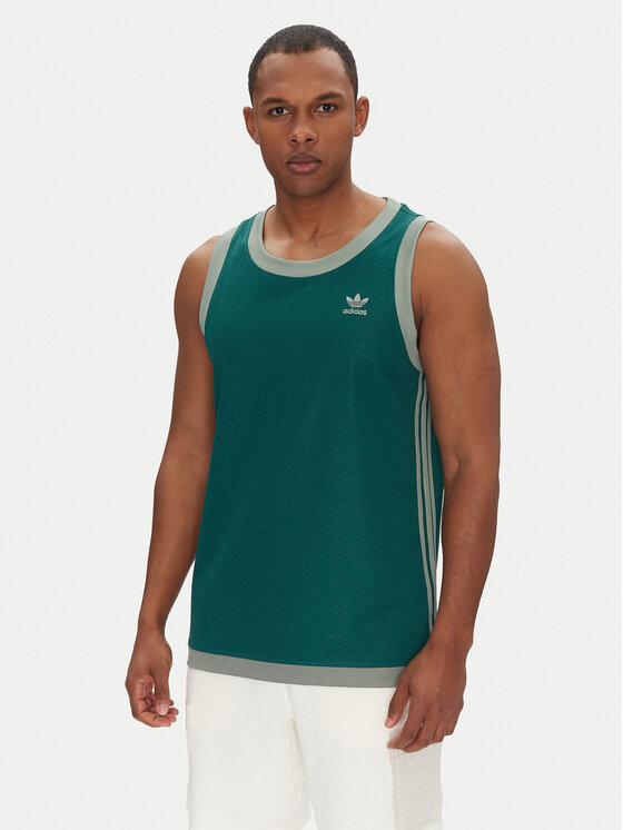 adidas Tank top adicolor Mock Eyelet JP1096 Zielony Oversize