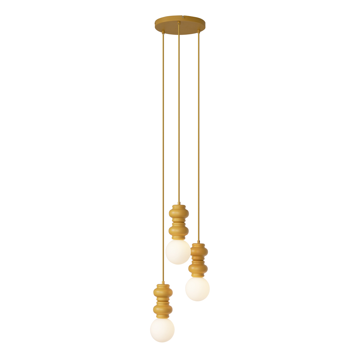 QAZQA Retro Lampa wisząca musztardowożółta z matowym szkłem 3-punktowa - Fedde