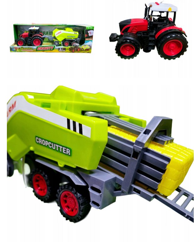 Traktor duży z przyczepą na baterie snopki belownica 50cm