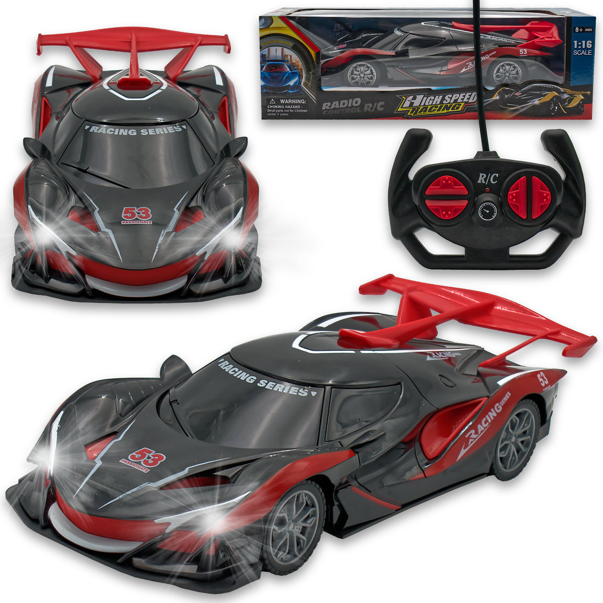 Samochód sportowy zdalnie sterowany auto na pilota r/c światła