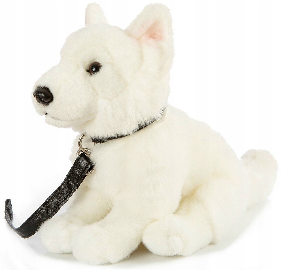 Piesek Biały Owczarek Szwajcarski ze smyczą - 26cm