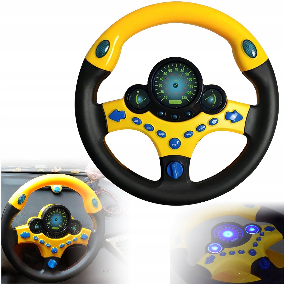 KIEROWNICA INTERAKTYWNA EDUKACYJNA ŚWIATŁA DŹWIĘKI POLICJI STRAŻY KARETKI