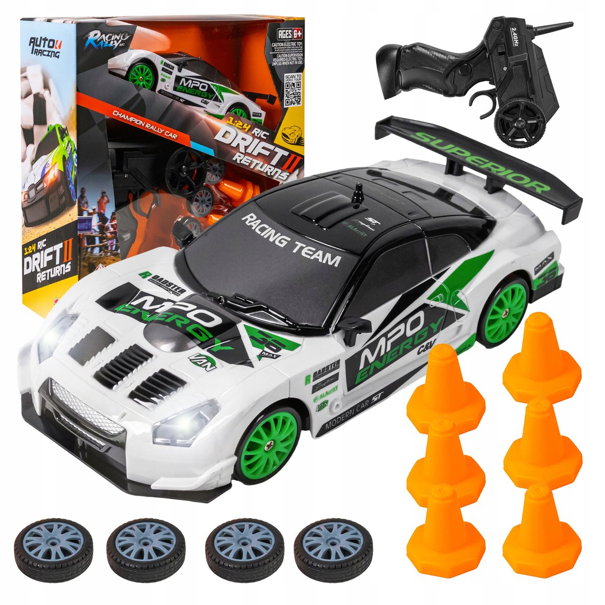 Zdalnie Sterowany Samochód Wyścigowy Drift Car Auto 1:24 Napęd 4X4 + Pilot
