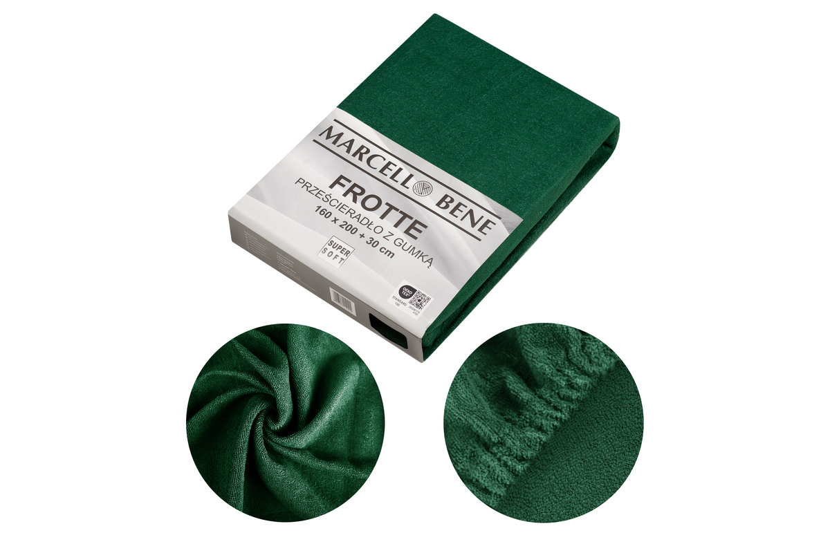 Prześcierdało z gumką Frotte 90x200+30cm c. zielony