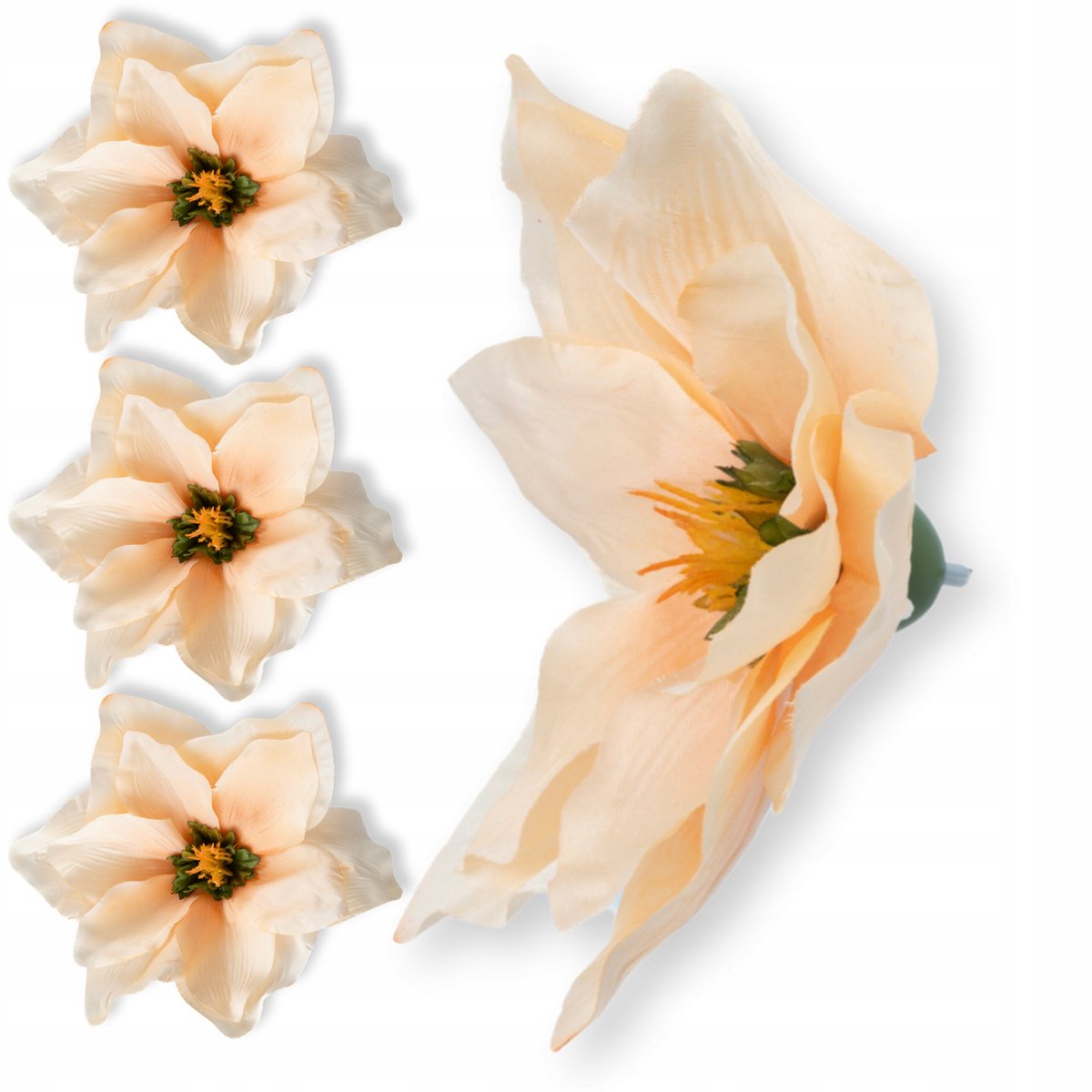 Magnolia główka wyrobowa 18 cm Jasny Łososiowy Sztuczne Magnolie 6 sztuk