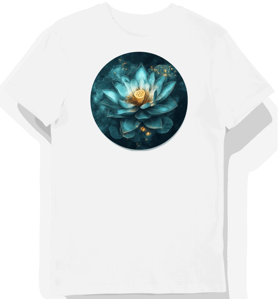 Koszulka męska biała z grafiką egipskiego kwiatu lotosu S