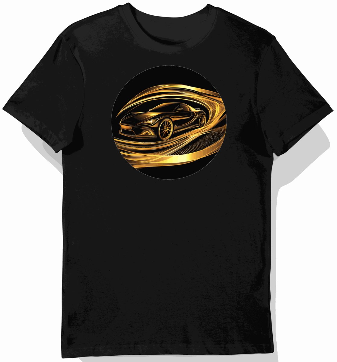 Koszulka męska czarna z nadrukiem eleganckiego auta 3XL