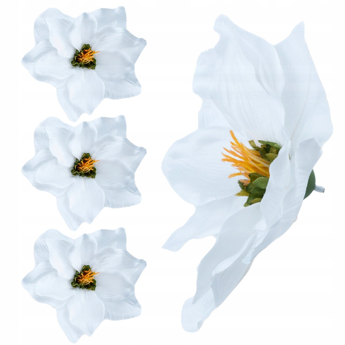 Biała Magnolia Główka wyrobowa Kwiat sztuczny Magnolie do kompozycji 6 szt.