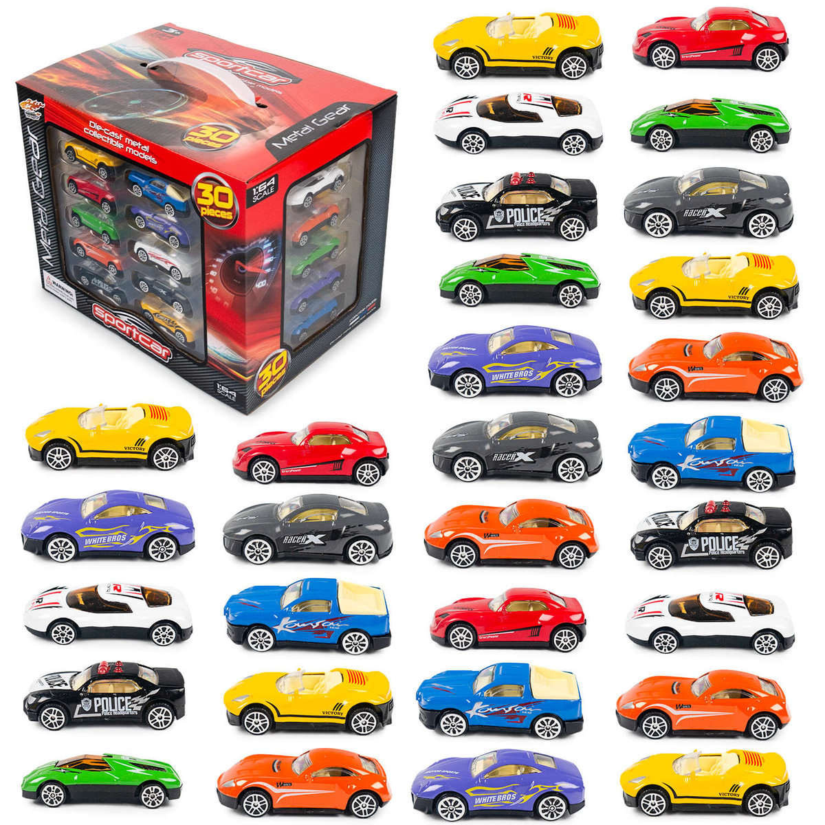 Resoraki Samochodziki Metalowe Autka Dla Dzieci 30 sztuk 1:64 Die-Cast