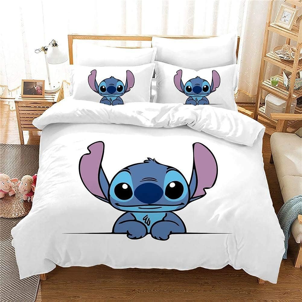 Zestaw Pościeli 3-Częściowy Miękki Lilo & Stitch Zamek Błyskawiczny