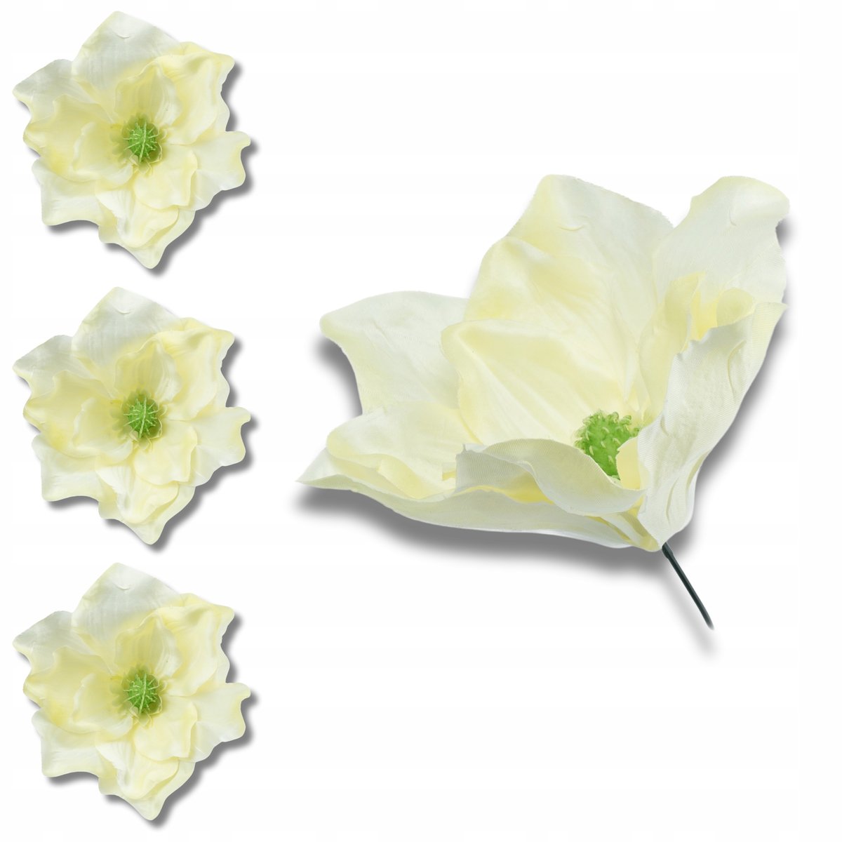 Magnolia kwiat sztuczny Kremowo zielony Magnolie do bukietu Stroik 12sztuk