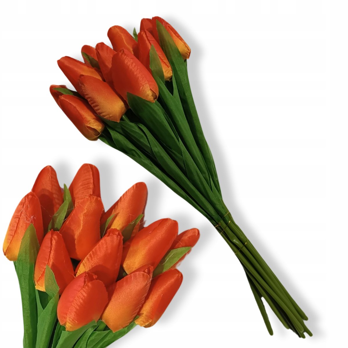 TULIPANY Sztuczne BUKIET 12 sztuk Pomarańczowe Tulipan pąki 37cm