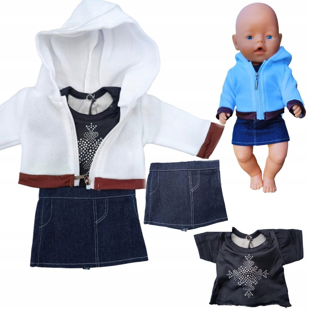 UBRANKO DLA BOBASA BLUZA SPÓDNICZKA JEANSOWA BLUZECZKA STRÓJ PRZEBRANIE