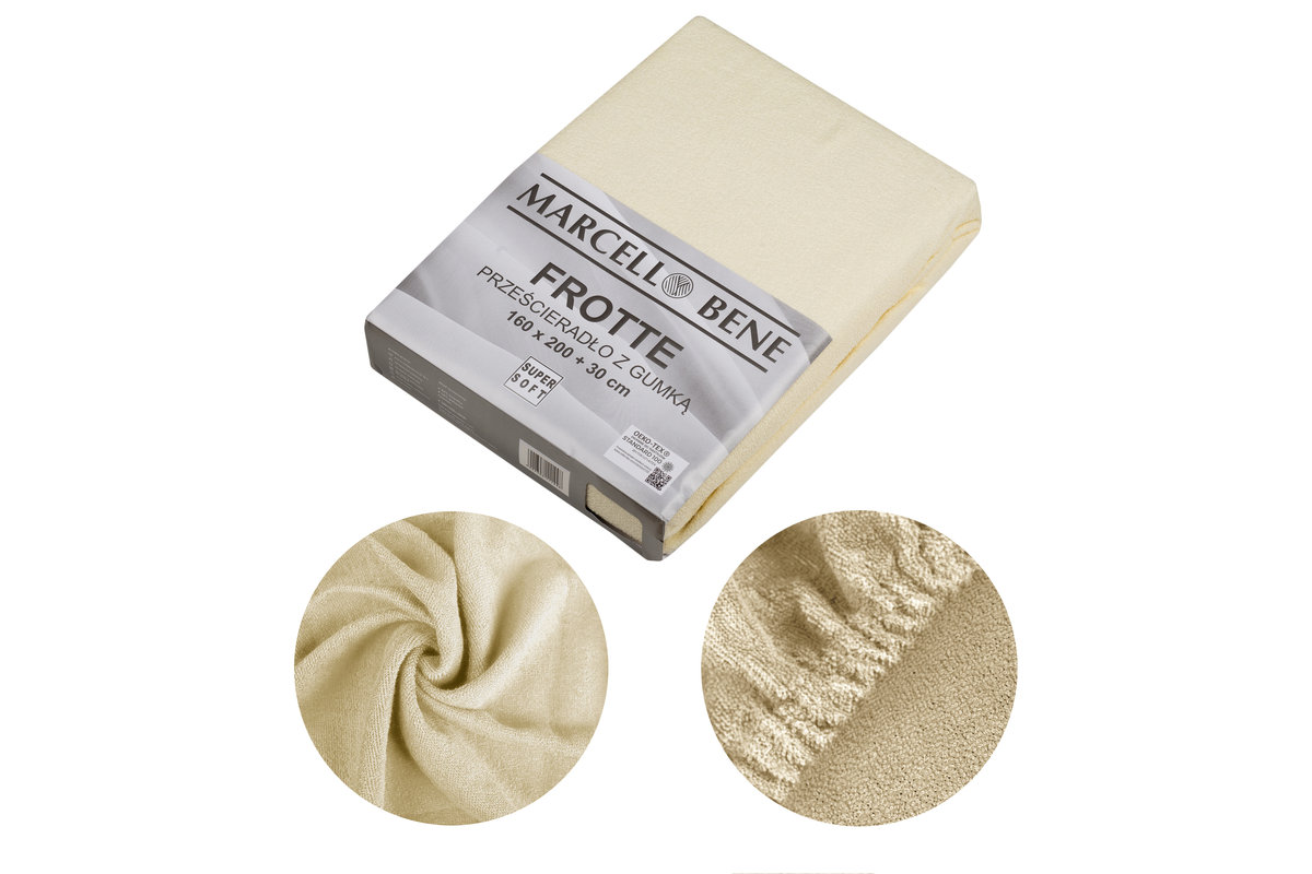 Prześcierdało z gumką Frotte 160x200+30cm kremowy