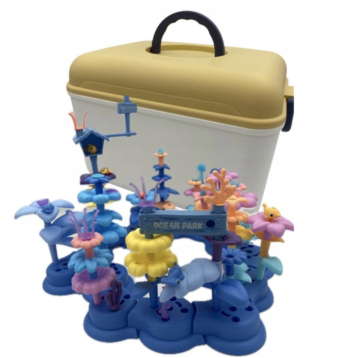 KLOCKI KONSTRUKCYJNE DO BUDOWANIA KREATYWNE OGRÓD KWIATKI UKLADANKA 95 EL.