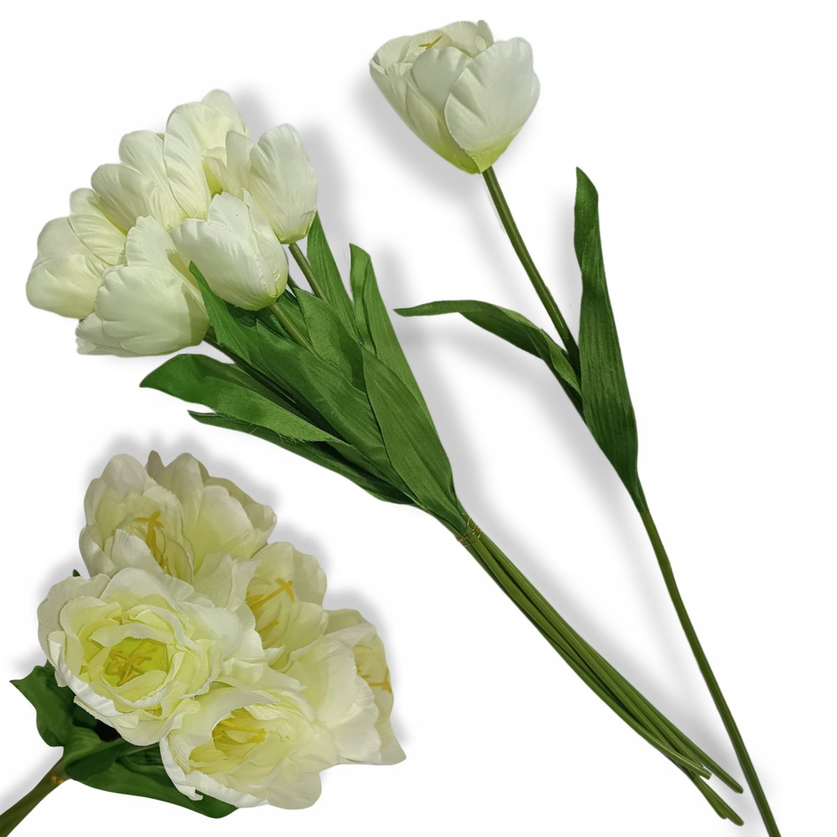 SZTUCZNY TULIPAN 56cm Bukiet tulipanów Kremowy tulipan jak żywy 6szt.