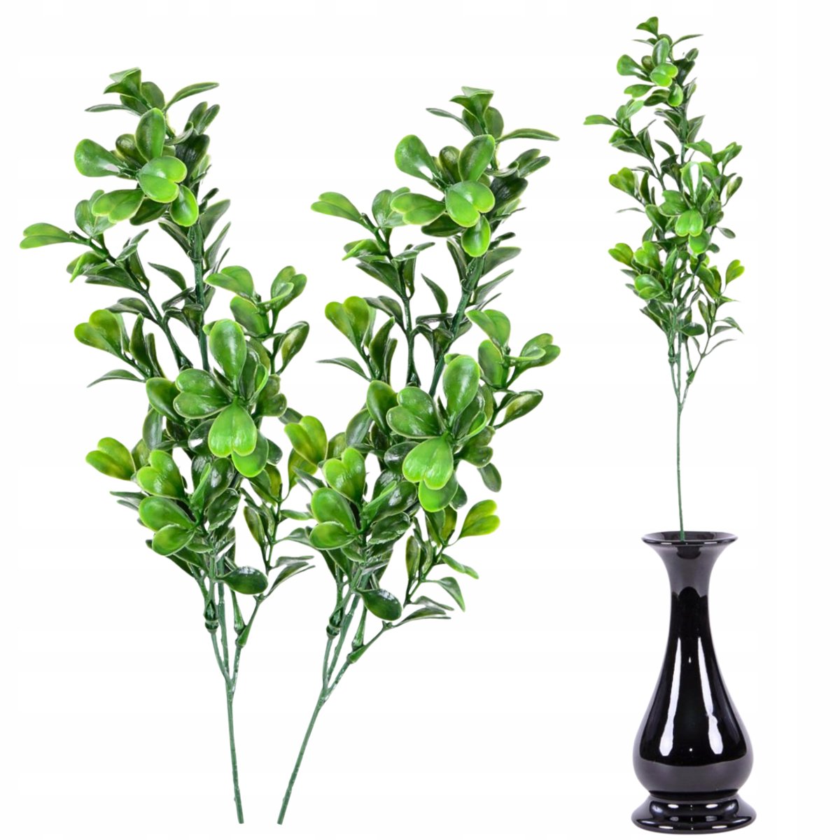 BORÓWKA Duża Gałązka Sztuczne Liście 44 cm Dodatek florystyczny Bukszpan x6