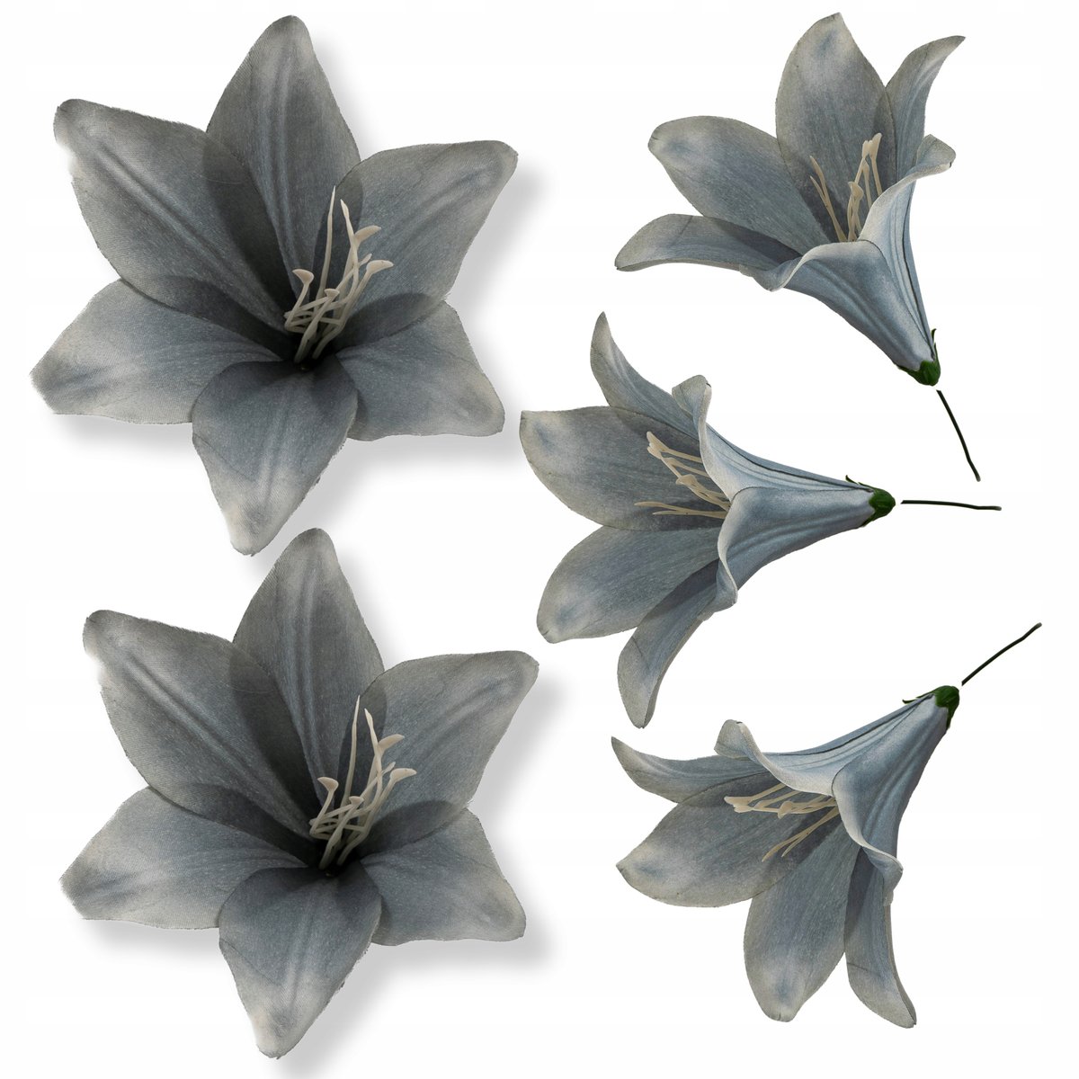 Lilia Szara sztuczne Lilie Duży kielich 16 cm sztuczne kwiaty 12 sztuk