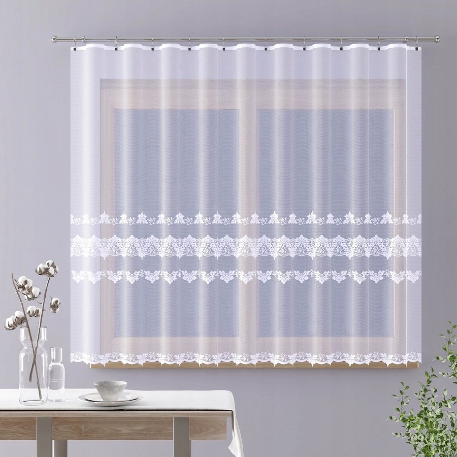 FIRANKA ŻAKARDOWA METRAŻOWA 618490 160 ZE WZOREM PASOWYM