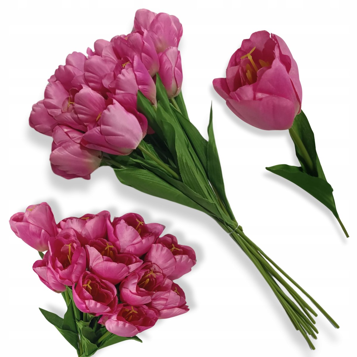 TULIPAN Sztuczny Długi 56cm Różowy Bukiet tulipanów jak żywy 6 sztuk