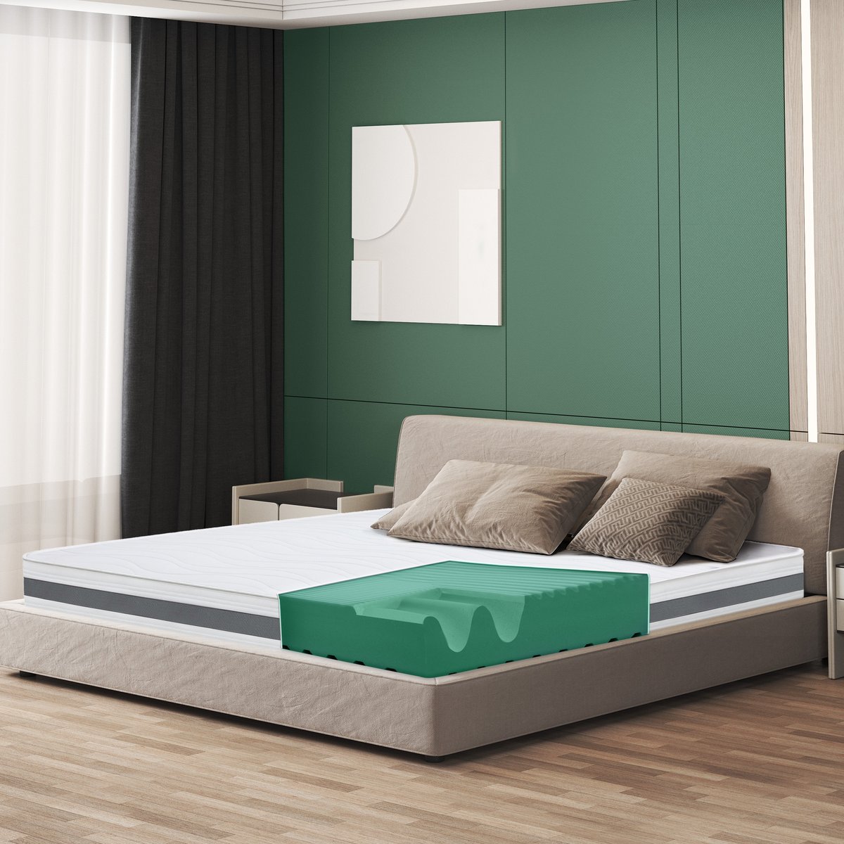 Pojedynczy Materac Memoy 105x170 Ortopedyczne antybakteryjne hipoalergiczne Wysokość 16 cm Wyprodukowano we Włoszech