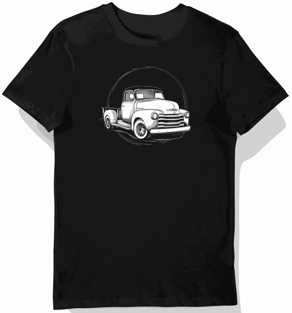 Koszulka męska czarna z nadrukiem klasycznego pojazdu S