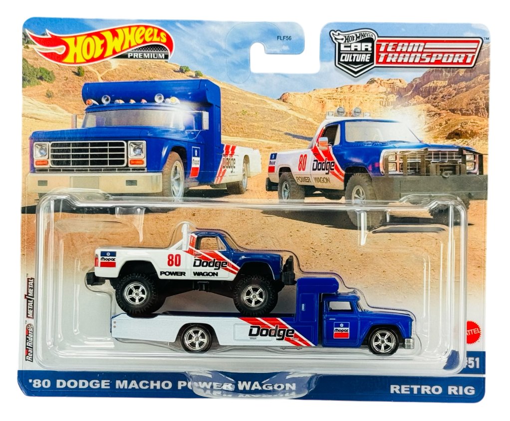 HOT WHEELS PREMIUM '80 DODGE MACHO POWER WAGON + RETRO RIG #51 HKF38
