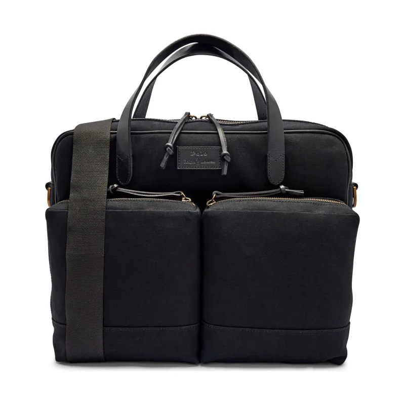 POLO RALPH LAUREN Torba na laptopa z dodatkiem skóry