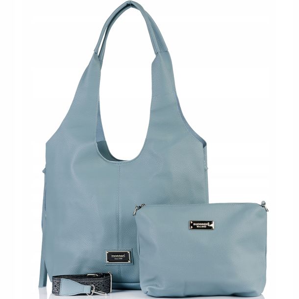 Monnari Torebka damska Shopper Listonoszka Model 2w1 Premium Niebieska
