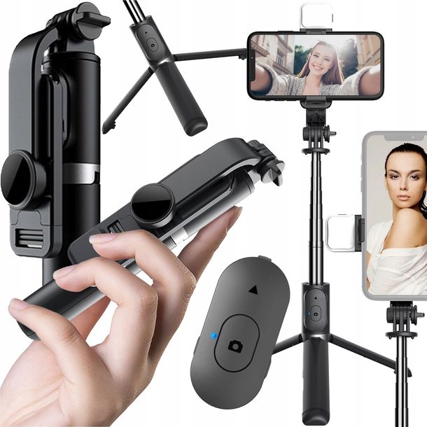 Selfie Stick Do Telefonu Kijek Statyw Do Selfie Bluetooth Z Pilotem Lampa