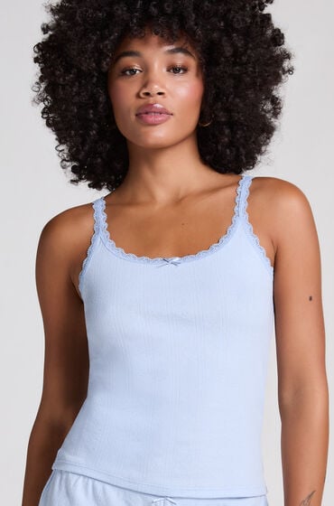Hunkemöller Podkoszulek Pointelle Niebieski