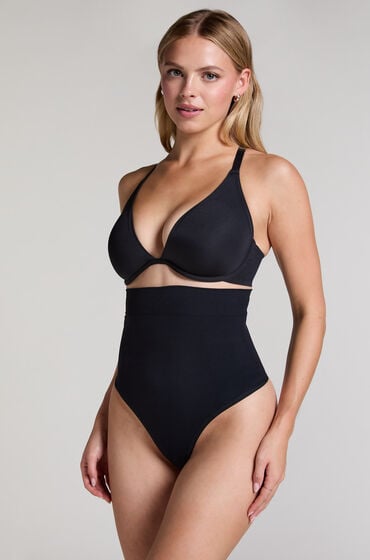 Hunkemöller Stringi bezszwowe z wysokim stanem Czarny