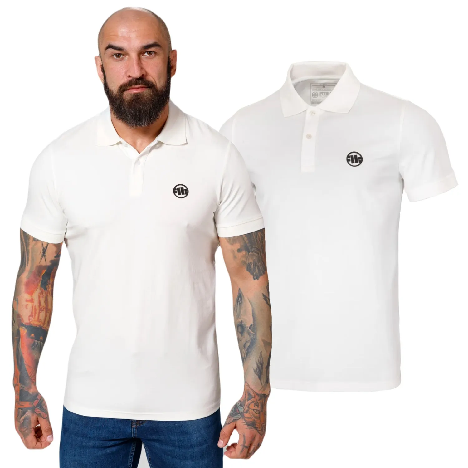 Koszulka Polo PITBULL Jersey Slim Fit Spandex 210 Small Logo '25 - Biała  XL
