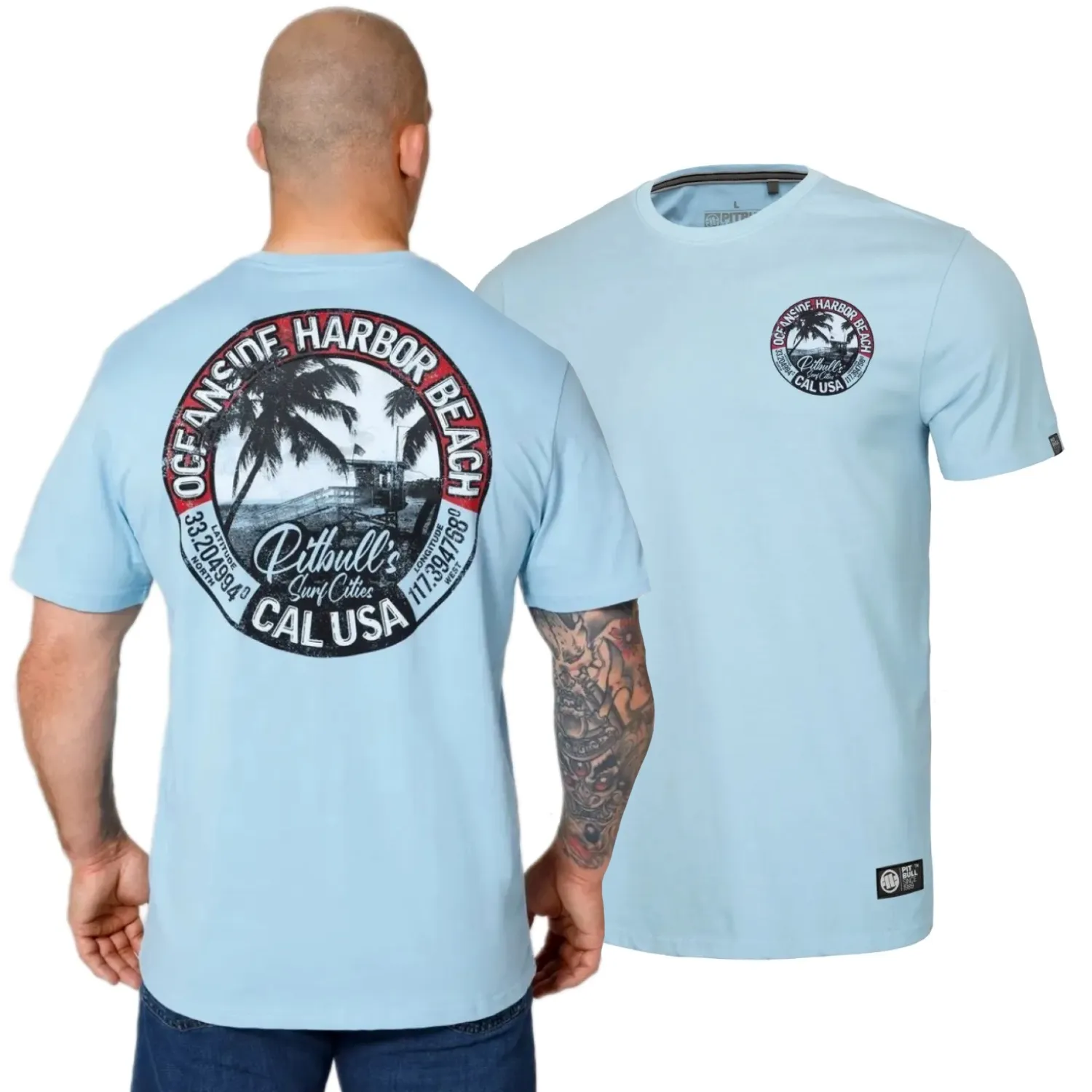 Koszulka PITBULL Middle Weight 170 Basic Oceanside '25 - Jasnoniebieska  L