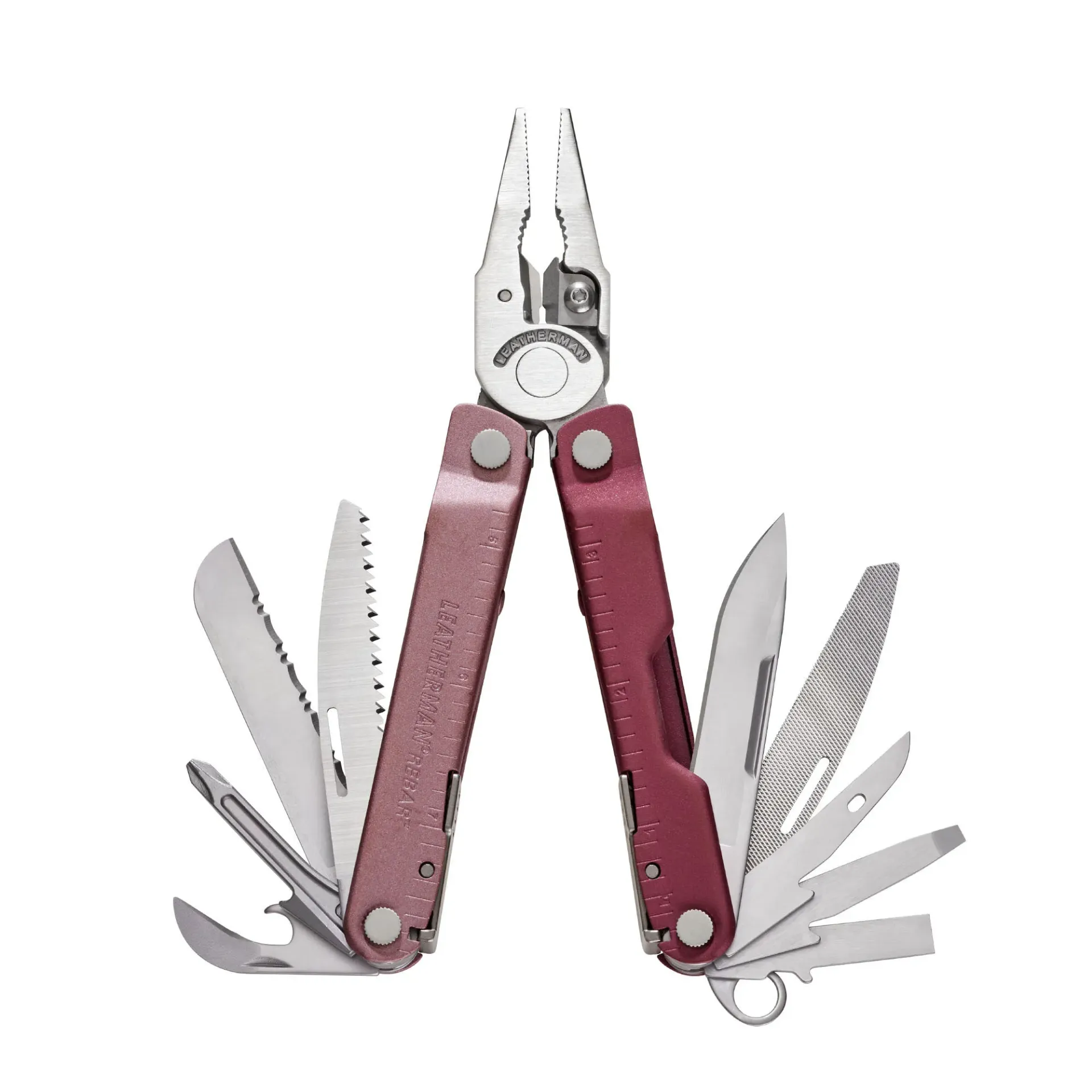 Multitool LEATHERMAN Rebar z kaburą - Heathered Cranberry