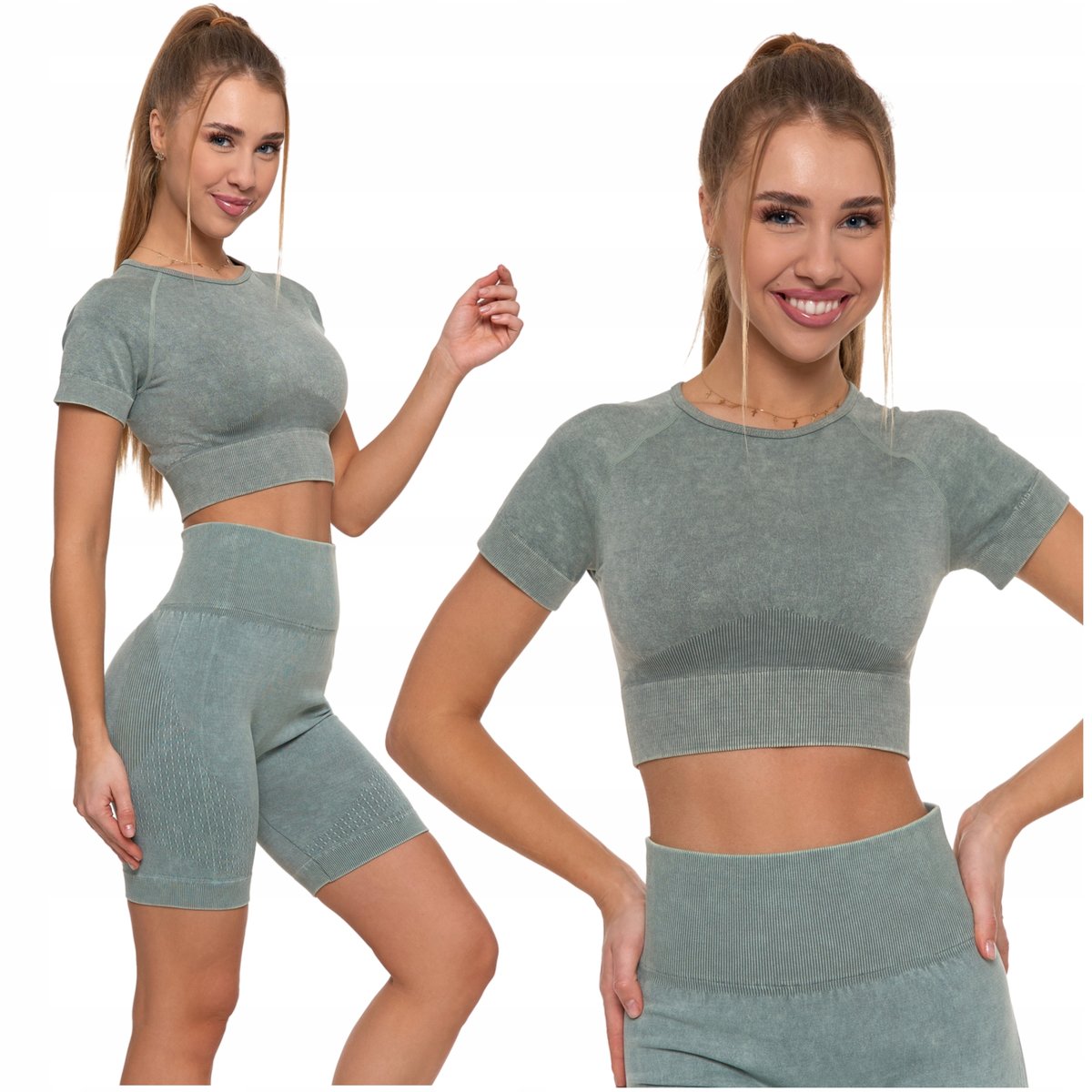 CROP-TOP DAMSKI z Krótkim Rękawem Stylowy Koszulka Sportowa MORAJ L/XL