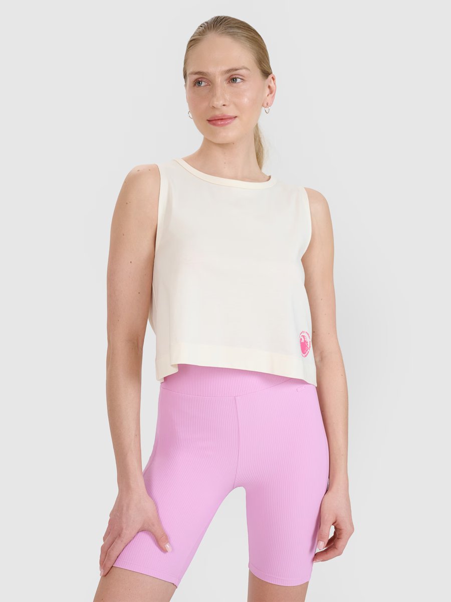 4F Top regular z nadrukiem damski 4FWSS25TSLEF118-11S Biały Roz. XS