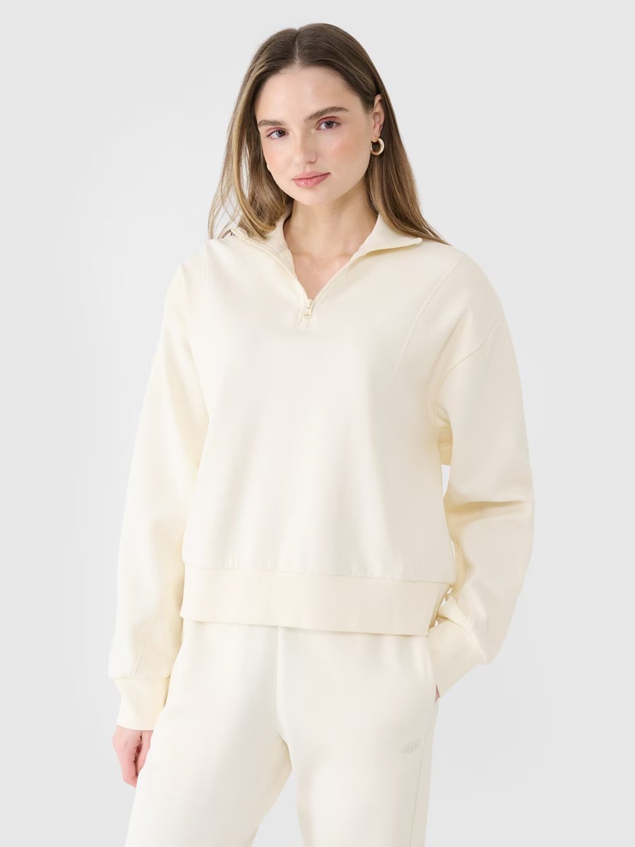 4F Bluza dresowa nierozpinana bez kaptura damsk 4FWSS25TSWSF1545-11S Biały Roz. S
