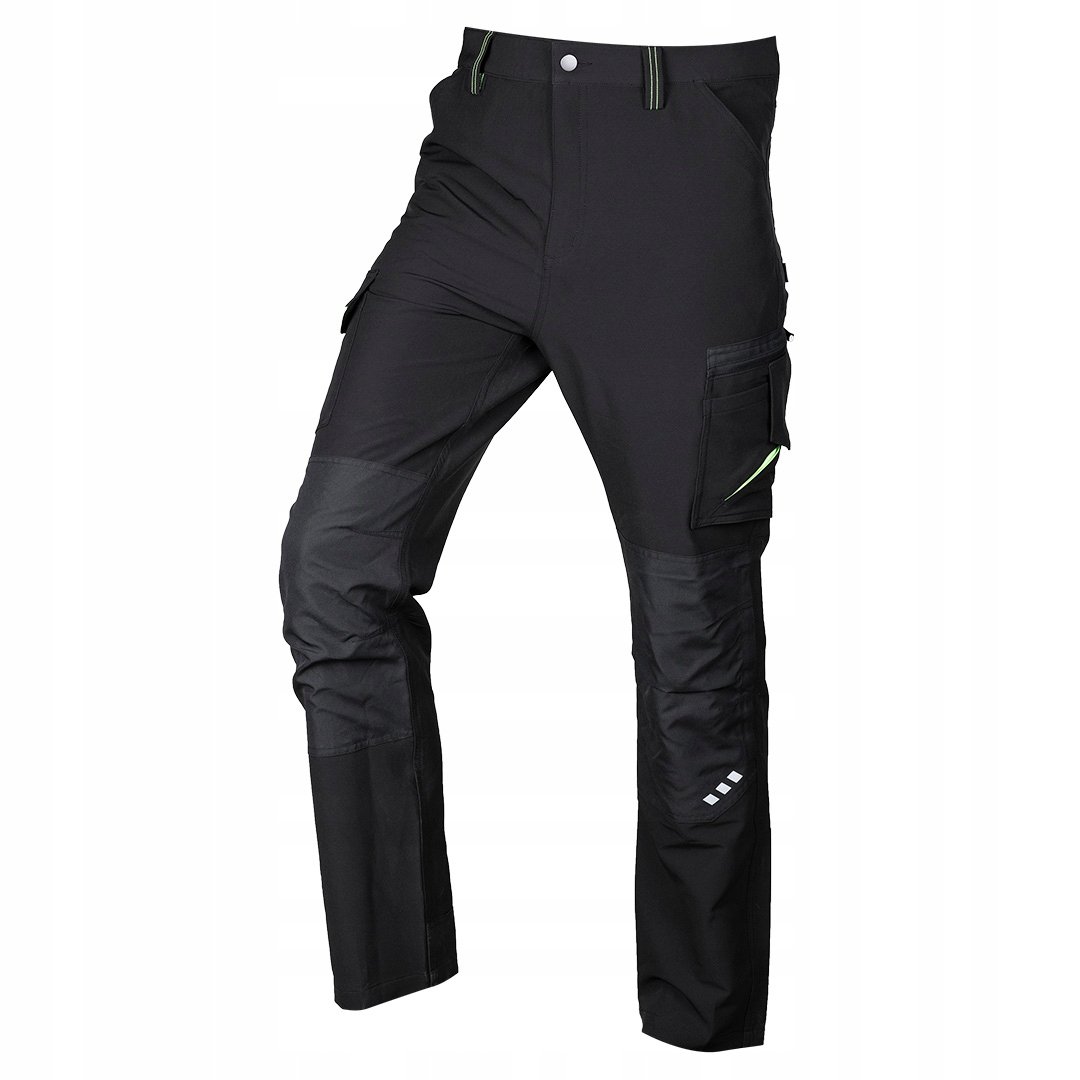 Spodnie robocze męskie Mix&Match, 4 way stretch, czarno-zielone, rozmiar XS