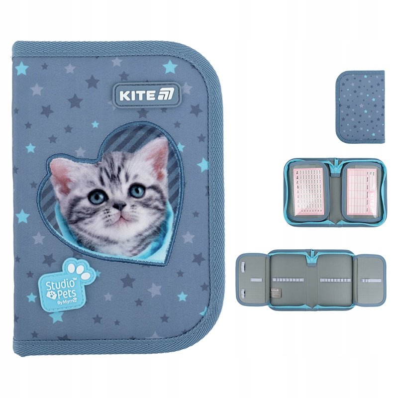 Piórnik szkolny rozkładany dla dziewczynki STUDIO PETS kotek Kite