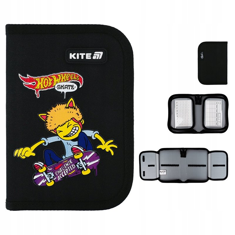 Piórnik szkolny rozkładany dla chłopców HOT WHEELS SKATE czarny Kite