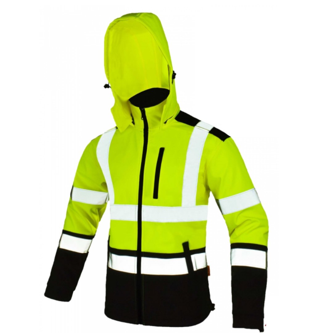 Kurtka robocza ODBLASKOWA softshell Z KAPTUREM żółta BHP 3XL