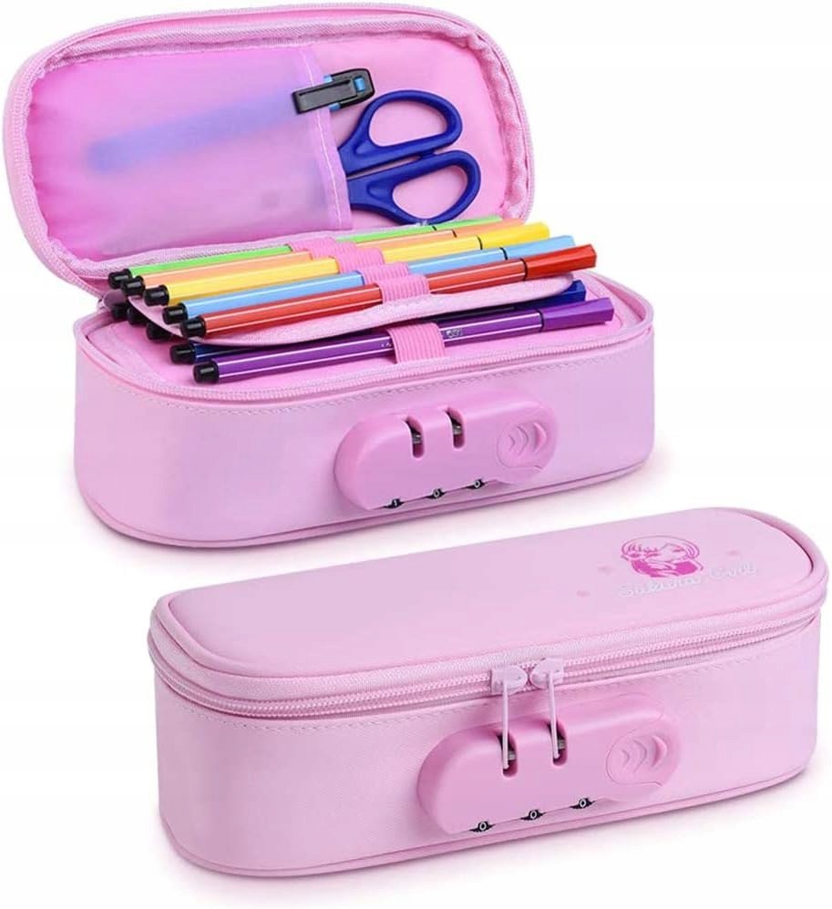 Solidny Piórnik szkolny komorowy na szyfr z uchwytem